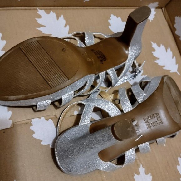 Naturalizer Cameron Sandal Sling Heels Strappy Silver Platform 8.5 ~ Hardly worn - Picture 9 of 11